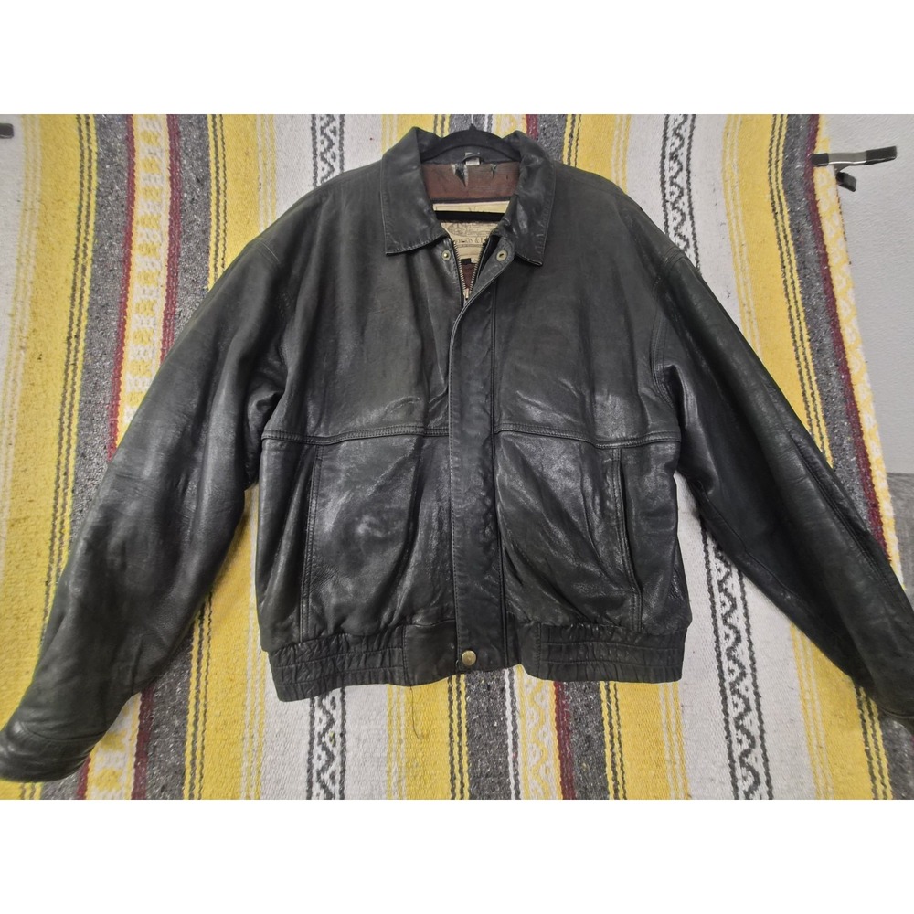 VINTAGE SAWYER OF NAPA Mens Large Flight Jacket Black rugged character